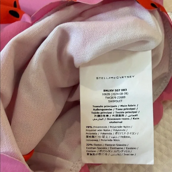 Stella McCartney Kids - Pink Strawberry Print Long Sleeve Swimsuit - Size: 6Y - Picture 10 of 10